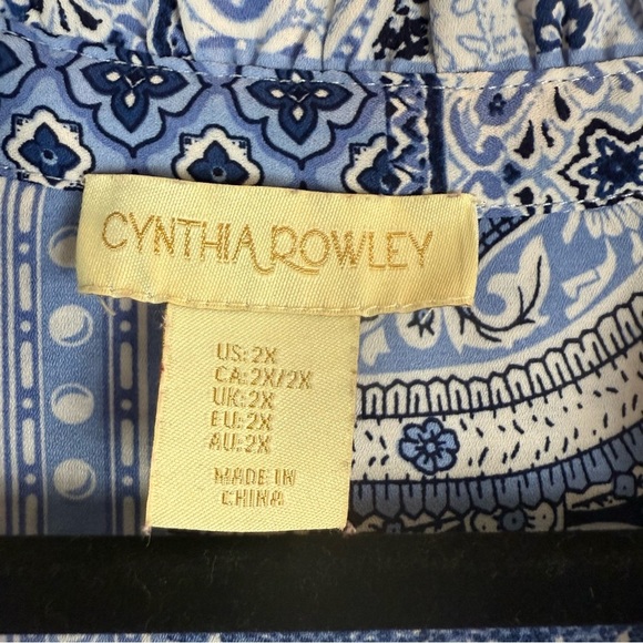 Cynthia Rowley Blue Patchwork Blouse Plus Size 2X Bow-Tie Neck Flowy Sleeve
Boho - Picture 7 of 15